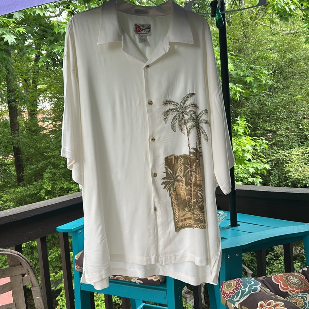 Hilo Hattie The Original Hawaiian Shirt Men’s Sz XXL Off White w/GreenBrown